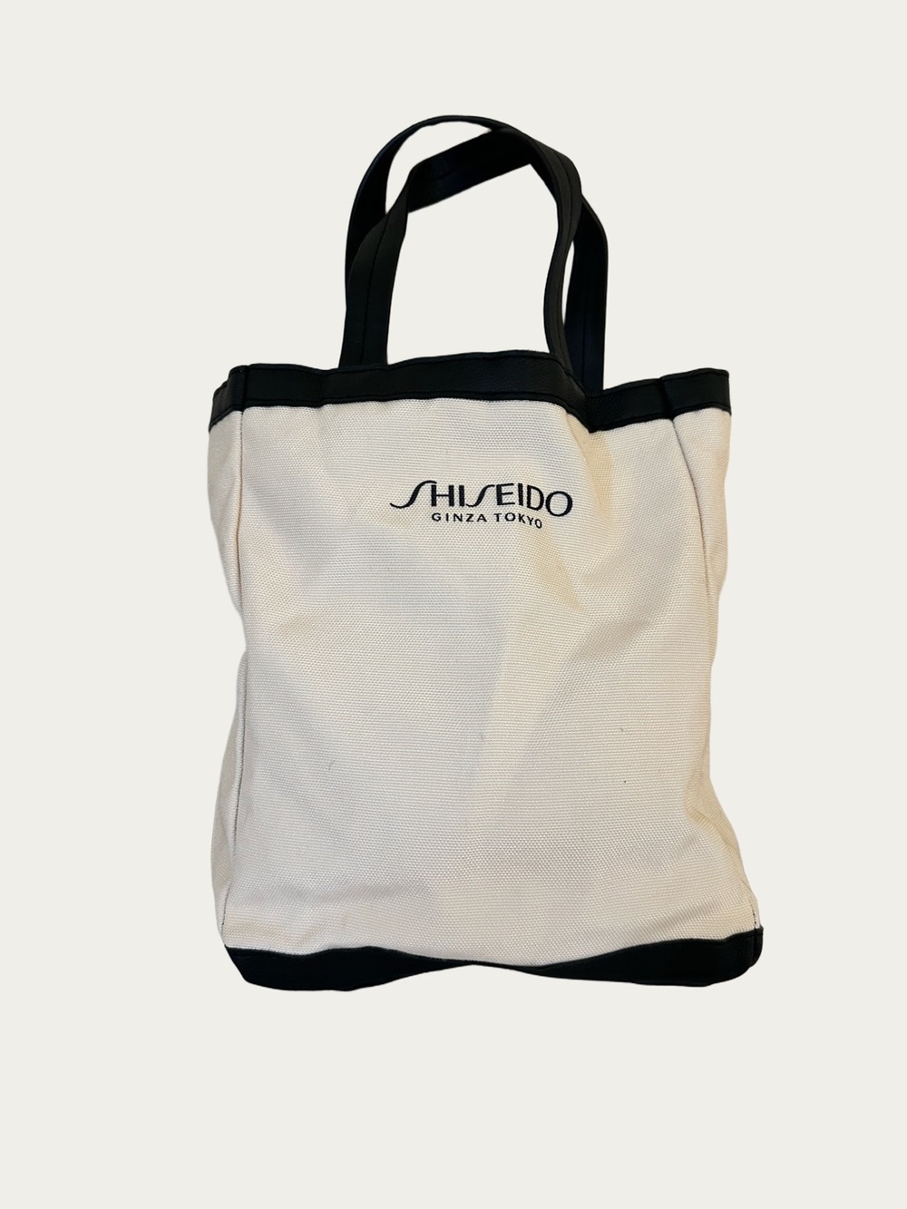 Shiseido Canvas Tote Bag in Cream with Black Trim